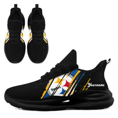 Custom Pittsburgh Personalized Team NFL Fan Gear Sneakers – Unisex Gameday Athletic Shoes Custom Team Name Sports Runners FN079-E020219-30