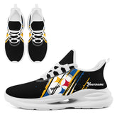 Custom Pittsburgh Personalized Team NFL Fan Gear Sneakers – Unisex Gameday Athletic Shoes Custom Team Name Sports Runners FN079-E020219-30