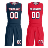 Custom Blue Red Classic Style Reversible Basketball Uniform Personalized Ordinary BBJR-D017021
