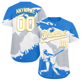 Custom Blue Gold Silver Nicaraguan Flag Personalized Authentic Baseball Jersey BSBJ01-E06022-9