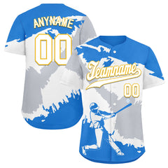 Custom Blue Gold Silver Nicaraguan Flag Personalized Authentic Baseball Jersey BSBJ01-E06022-9