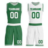 Custom Green White Classic Style Reversible Basketball Uniform Personalized COOLMAX BBJR-D017001