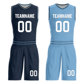 Custom Blue Classic Style Reversible Basketball Uniform Personalized COOLMAX BBJR-D017032