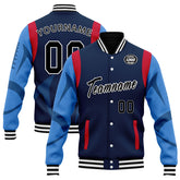 Custom Blue Tennessee Jacket Bomber Full-Snap Varsity Letterman Personalized Jacket FZ005-D025004-32
