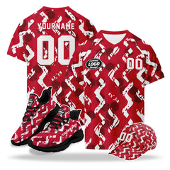 Custom 2026 World Cup Austria High Quality Soccer Stadium Version Jersey Sneakers Sports Shoes and Hat Combo Offer Personalized Team Name and Logo ZH-F027104-3