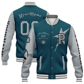 Custom Green Gray Philadelphia Jacket Bomber Full-Snap Varsity Letterman Personalized Jacket FZ005SX-D020290-23