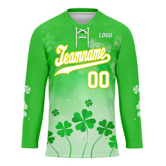 Custom Four-leaf clover Personalized Hockey Jersey HCKJ01-E0615-6