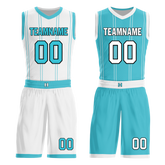 Custom White Blue Classic Style Reversible Basketball Uniform Personalized COOLMAX BBJR-D017013