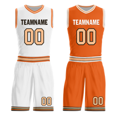 Custom White Orange Classic Style Reversible Basketball Uniform Personalized Ordinary BBJR-D017052