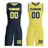 Custom Blue Yellow Classic Style Reversible Basketball Uniform Personalized Ordinary BBJR-D017059