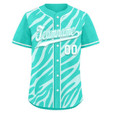 Custom Turquoise White Zebra Pattern Personalized Authentic Baseball Jersey BSBJ01-D020201-11