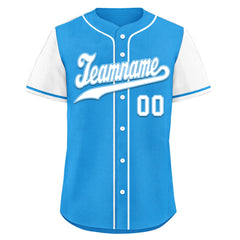 Custom Blue White Raglan Sleeves Personalized Authentic Baseball Jersey BSBJ01-D020200-2