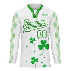 Custom Four-leaf clover Personalized Hockey Jersey HCKJ01-E0615-1
