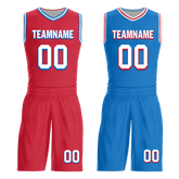 Custom Red Blue Classic Style Reversible Basketball Uniform Personalized COOLMAX BBJR-D017022