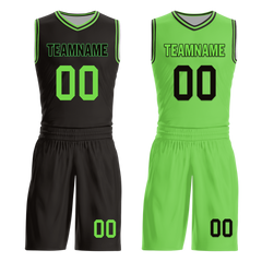 Custom Black Green Classic Style Reversible Basketball Uniform Personalized COOLMAX BBJR-D017049