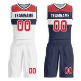 Custom White Blue Classic Style Reversible Basketball Uniform Personalized COOLMAX BBJR-D017023