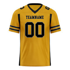 Custom Black Yellow Striped Sleeves Personalized Authentic Football Jersey FBJ02-D06063
