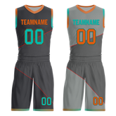 Custom Gray Classic Style Reversible Basketball Uniform Personalized COOLMAX BBJR-D017024