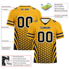 Custom Yellow Black Pennsylvania Personalized Authentic Football Jersey FBJ02-D023033-30