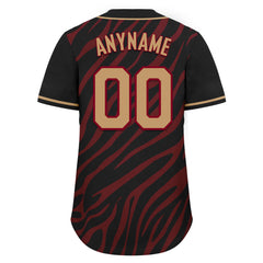 Custom Black Burgundy Zebra Pattern Personalized Authentic Baseball Jersey BSBJ01-D020201-9