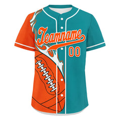 Custom Cyan Orange Classic Style Personalized Authentic Baseball Jersey UN002-D0b0a00-ba