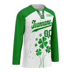 Custom Four-leaf clover Personalized Hockey Jersey HCKJ01-E0615-2