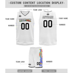 Custom White Rainbow City Edition Personalized Sports Uniform Authentic Basketball Jersey BBJ01-D06101-8