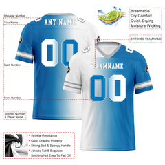 Custom Blue White Michigan Personalized Authentic Football Jersey FBJ02-D028017-6