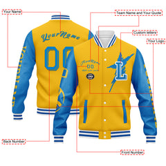 Custom Yellow Blue Los Angeles Jacket and Sports Shoes Combo Offer Personalized Combo ZH-D020294-22