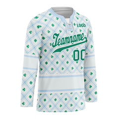 Custom Four-leaf clover Personalized Hockey Jersey HCKJ01-E0615-7