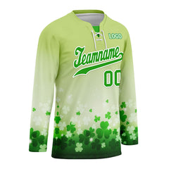 Custom Four-leaf clover Personalized Hockey Jersey HCKJ01-E0615-5