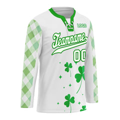 Custom Four-leaf clover Personalized Hockey Jersey HCKJ01-E0615-1