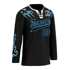 Custom Black Light Blue Gothic Personalized Hockey Jersey HCKJ01-E0601-10