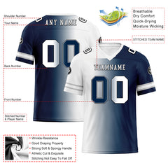 Custom Deep Blue White Texas Personalized Authentic Football Jersey FBJ02-D028017-5