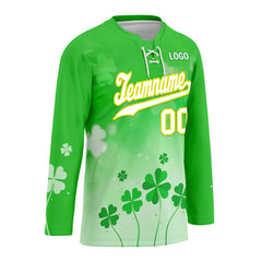 Custom Four-leaf clover Personalized Hockey Jersey HCKJ01-E0615-6
