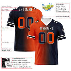 Custom Deep Blue Orange Illinois Personalized Authentic Football Jersey FBJ02-D028017-4