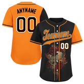 Custom Black Orange Skull Fashion Personalized Authentic Baseball Jersey BSBJ01-D017156