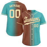 Custom Brown Cyan Gradient Fashion Personalized Authentic Baseball Jersey BSBJ01-D0a7088