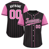 Custom Black Pink Stripe Fashion Personalized Authentic Baseball Jersey BSBJ01-D017226