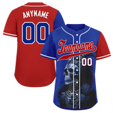 Custom Blue Red Skull Fashion Personalized Authentic Baseball Jersey BSBJ01-D017146