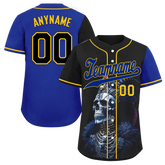 Custom Black Blue Skull Fashion Personalized Authentic Baseball Jersey BSBJ01-D017147