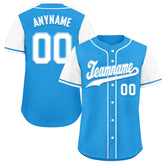 Custom Blue White Raglan Sleeves Personalized Authentic Baseball Jersey BSBJ01-D020200-2