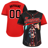 Custom Black Red Skull Fashion Personalized Authentic Baseball Jersey BSBJ01-D017159