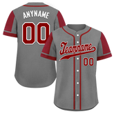 Custom Gray Red Raglan Sleeves Personalized Authentic Baseball Jersey BSBJ01-D017177