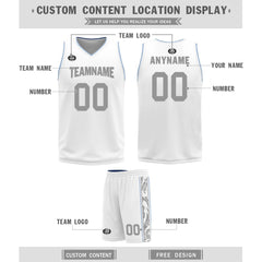Custom White Gray Blue Dallas City Edition Personalized Reversible Basketball Set Sports Basketball Jersey BBJ01R-D0610-7-COOLMAX