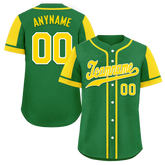 Custom Green Yellow Raglan Sleeves Personalized Authentic Baseball Jersey BSBJ01-D017191