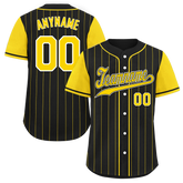 Custom Black Gold Stripe Fashion Personalized Authentic Baseball Jersey BSBJ01-D017217