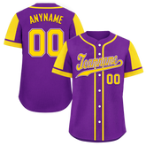 Custom Purple Yellow Raglan Sleeves Personalized Authentic Baseball Jersey BSBJ01-D017172