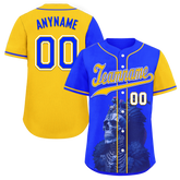 Custom Blue Yellow Skull Fashion Personalized Authentic Baseball Jersey BSBJ01-D017157
