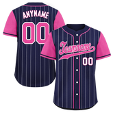 Custom Blue Pink Stripe Fashion Personalized Authentic Baseball Jersey BSBJ01-D017227